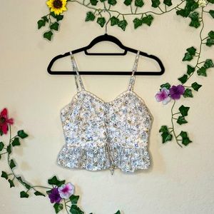 Wild fable cute floral light pink cropped tank top